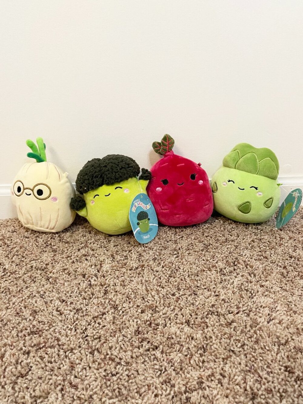 Squishmallows Food Plush Lot 4 Veggie Broccoli Radish Turnip Cute Plush